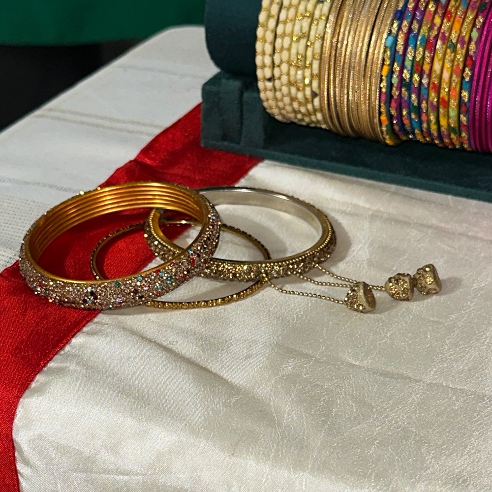 Sparkling Gold and Silver Bracelet Set of 3 - Picture 5 of 5